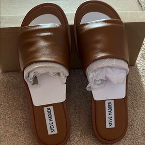 Steve Madden Brown Slide Sandals